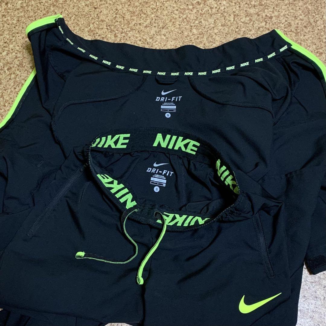 NIKE DRI-FIT ジャージ上下セット ブラック ネオンイエロー