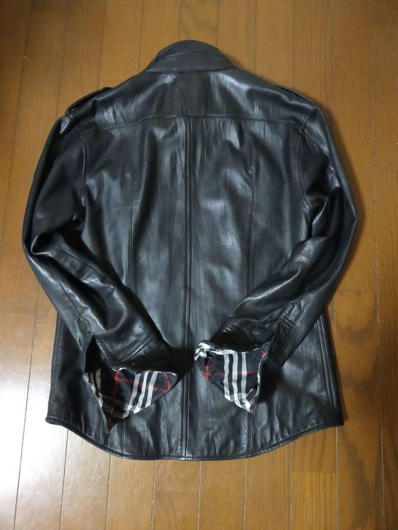 BURBERRY ブラックレザーシャツジャケット（ラムスキン）