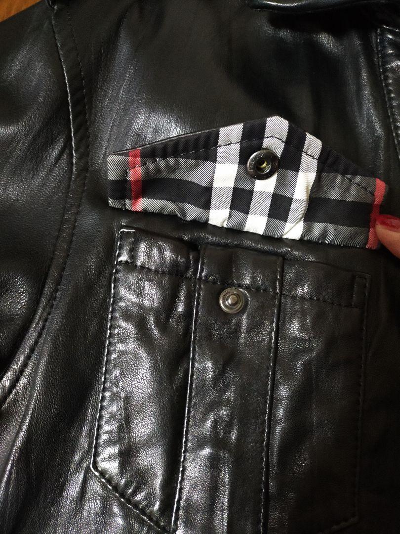 BURBERRY ブラックレザーシャツジャケット（ラムスキン）