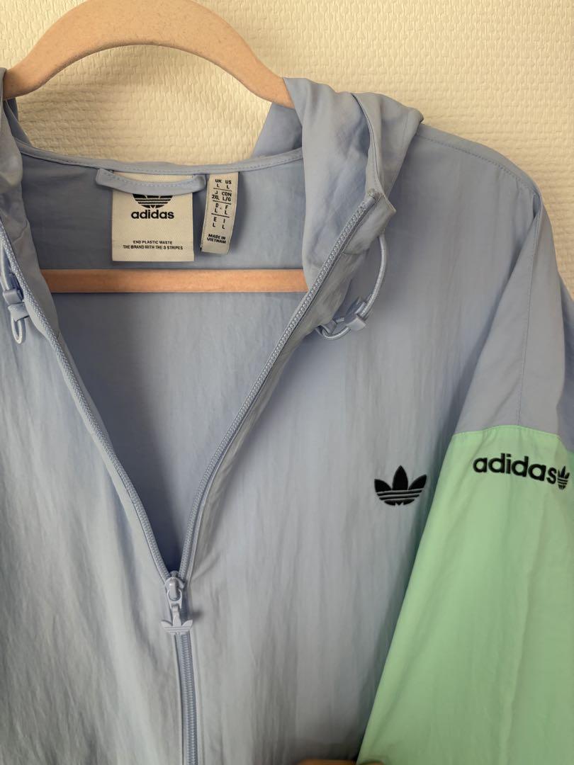 adidas フード付きナイロンジャケット L
