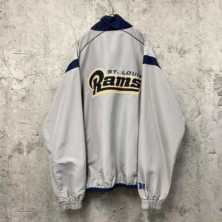 レア【古着】NFLラムズ ハーフジップ刺繍ナイロンジャケット メンズL レア【古着】NFLラムズ ハーフジップ刺繍ナイロンジャケット