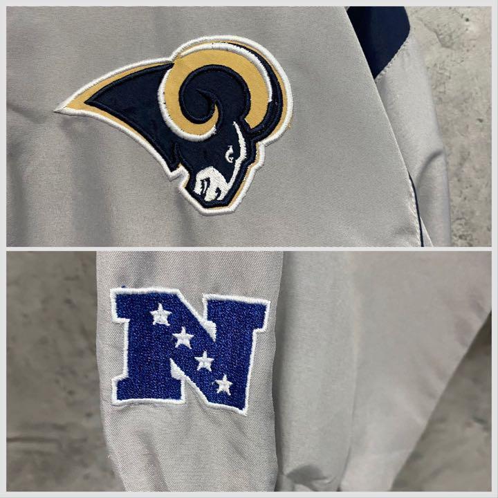 レア【古着】NFLラムズ ハーフジップ刺繍ナイロンジャケット メンズL 377d2a94cae593b579d2e565a34cfe