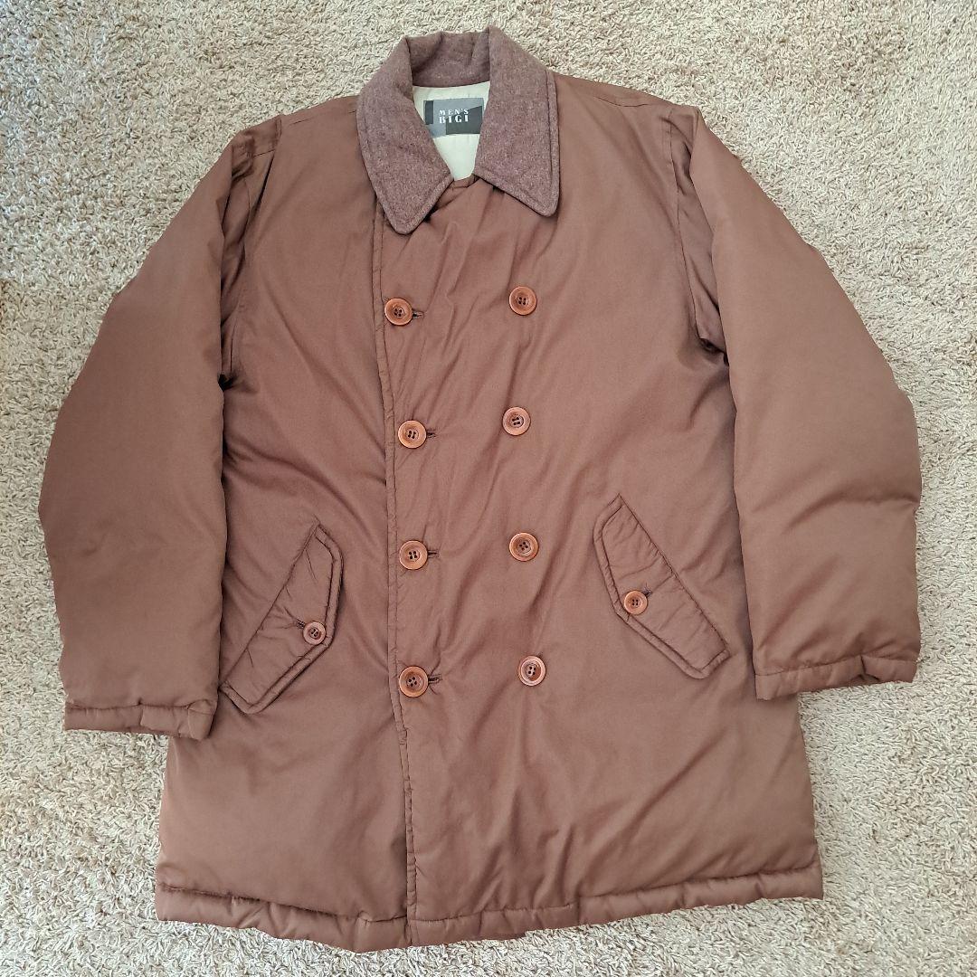 MEN'S BIGI　ブラウン ダブルブレスト ダウンジャケット