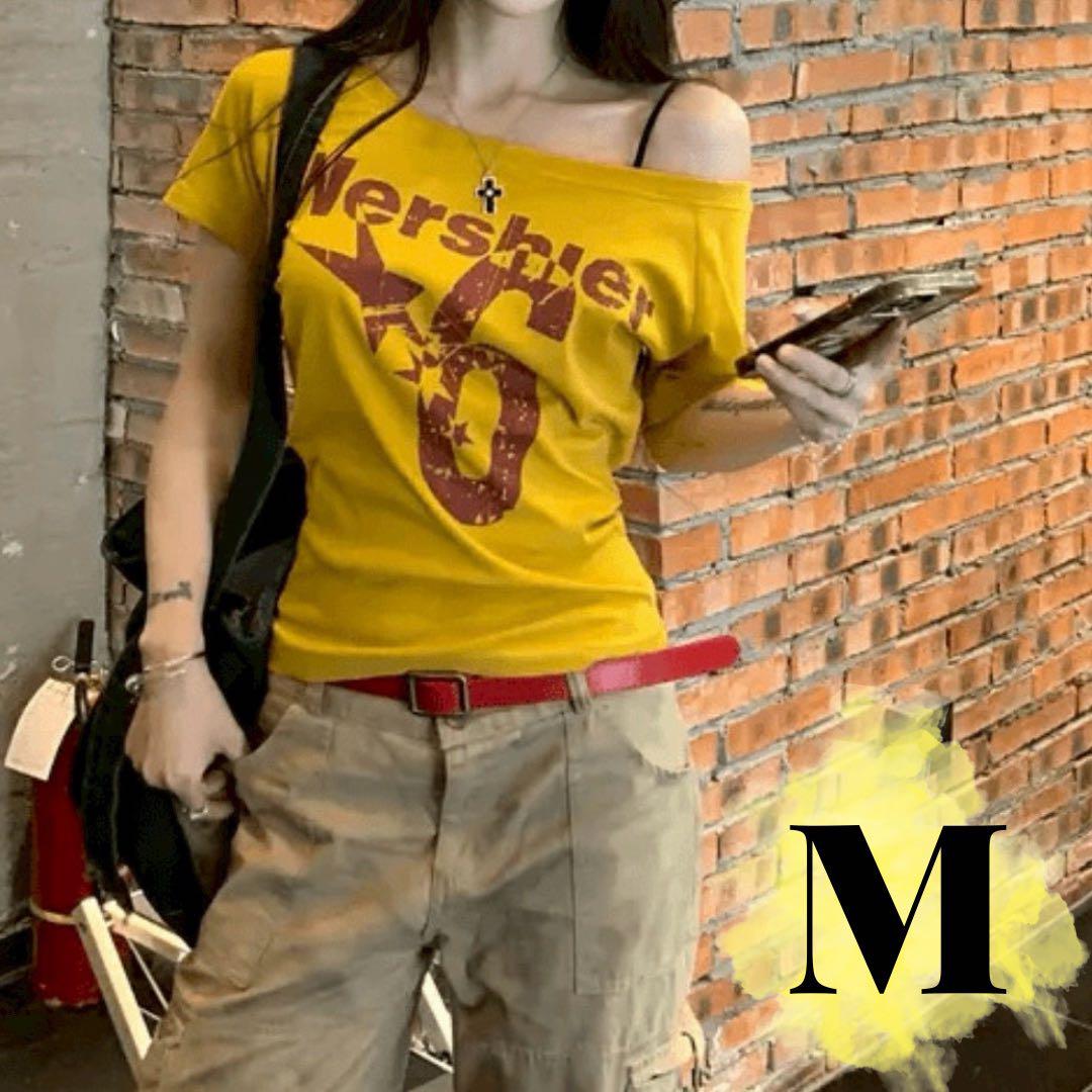 平成ギャルy2k グランジ ピチT Tシャツタイト 黄色 speedstar KAPPA y2k 平成ギャル ピチT Tシャツ グランジ マクブリング