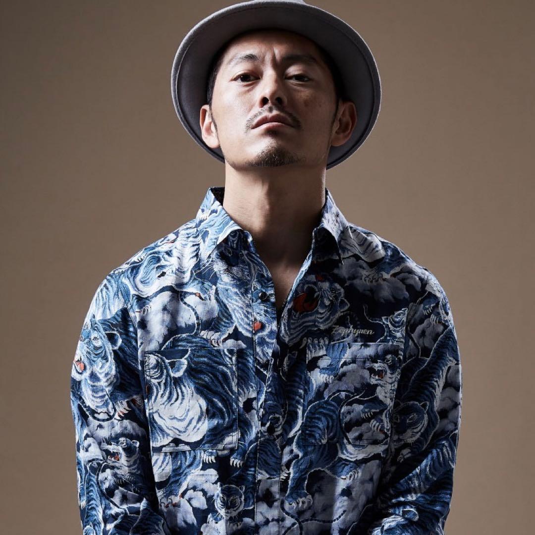 ZEPHYREN 般若着用 モデル 百虎 トラ 長袖 ブルー Mサイズ