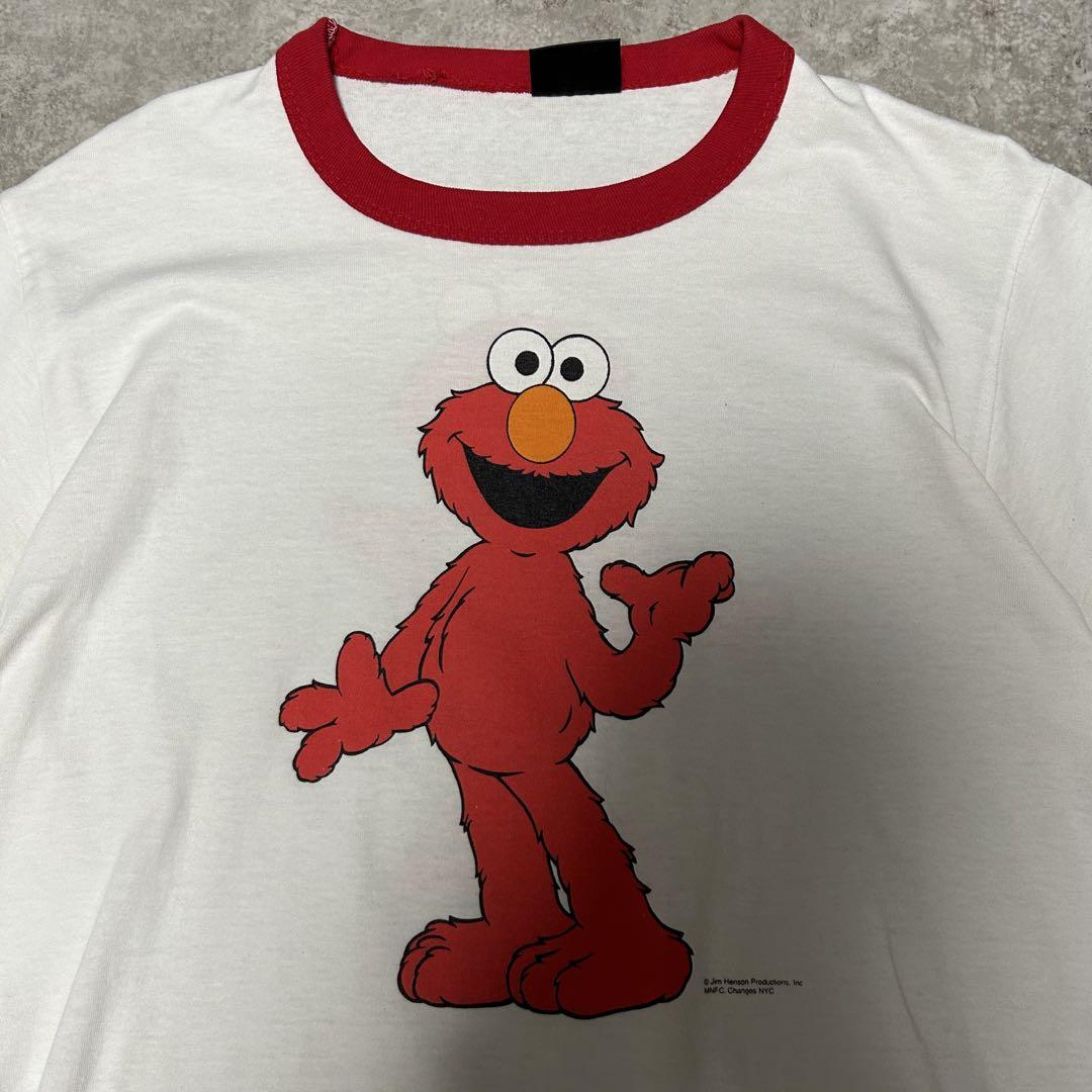 90s usa製 両面 エルモ セサミストリート リンガー Tシャツ L