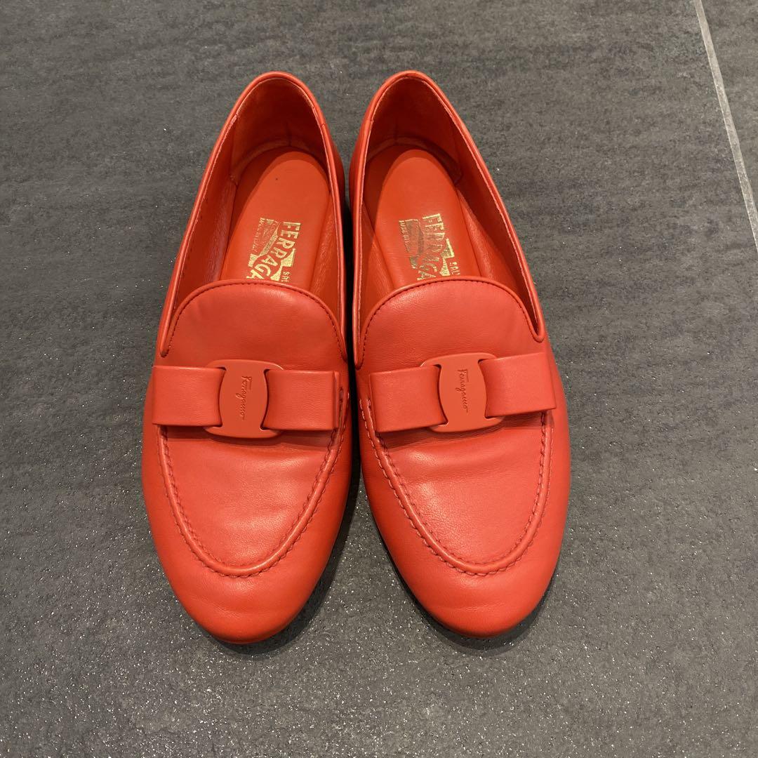 レザー ローファー 赤　23 eee Santoni(サントー二) スウェードローファーWUSM57616BI3SLCPR37