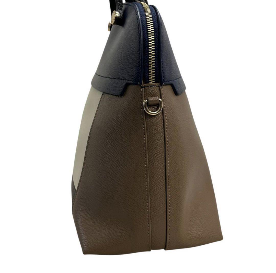 FURLA　フルラ　パイパーL バイカラー 美品】FURLA フルラ パイパー バイカラー ハンドバッグ レザー