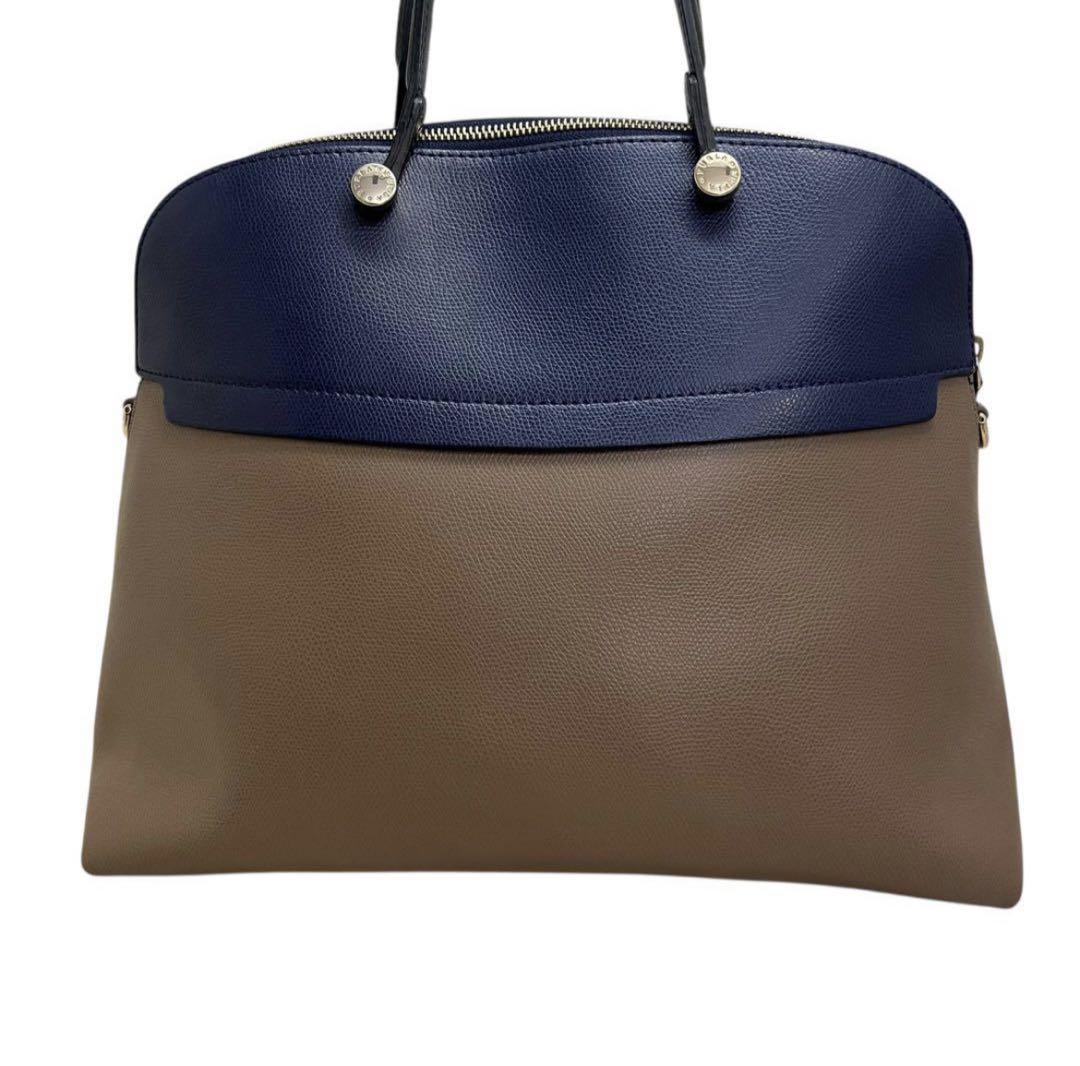美品】FURLA フルラ パイパー バイカラー ハンドバッグ レザー