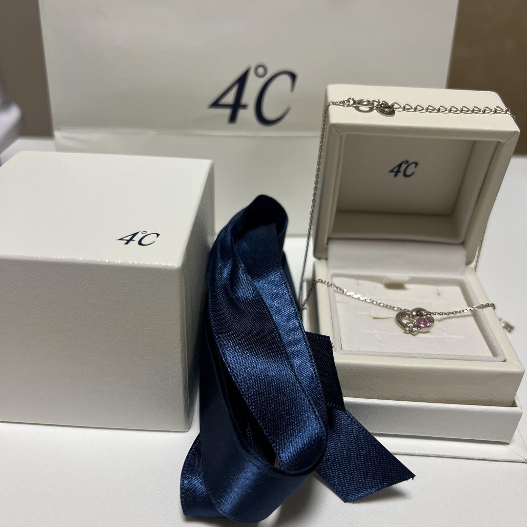 新品未使用❣️4°C ハート型ピンクストーンネックレス