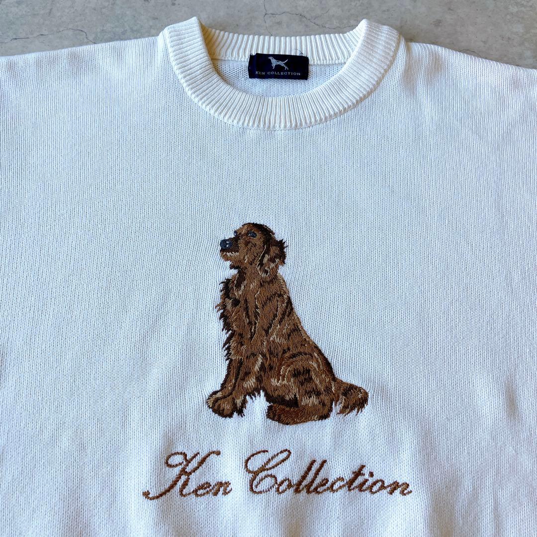 00s Y2K vintage アニマル 犬 レトリバー刺繍 コットンニット ビンテージ Tシャツ 犬プリント ラブラドールレトリバー dog