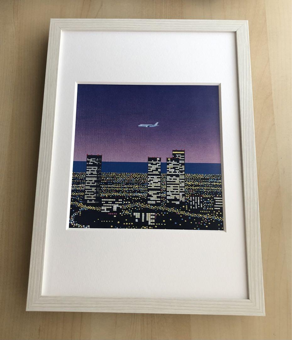 PK額装品 永井博 夜景 飛行機 A4額入 ポスター風 イラスト ロンバケ