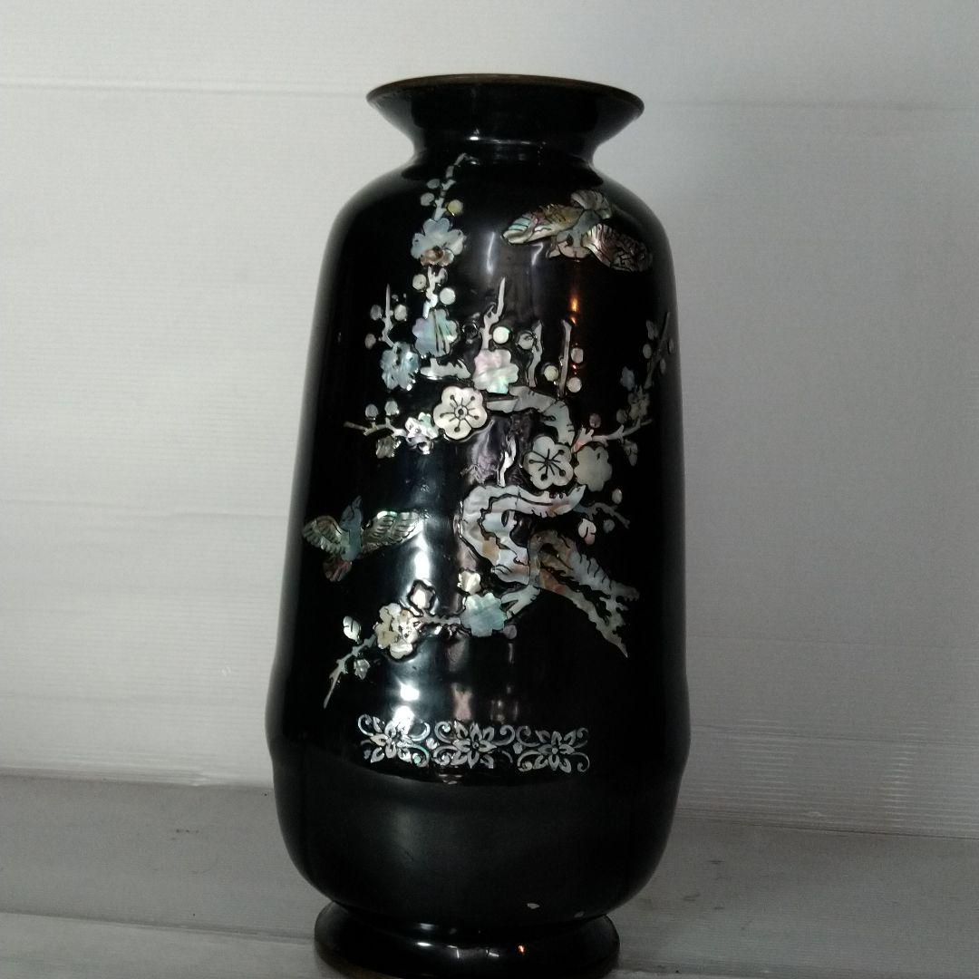 螺鈿細工金属製花瓶