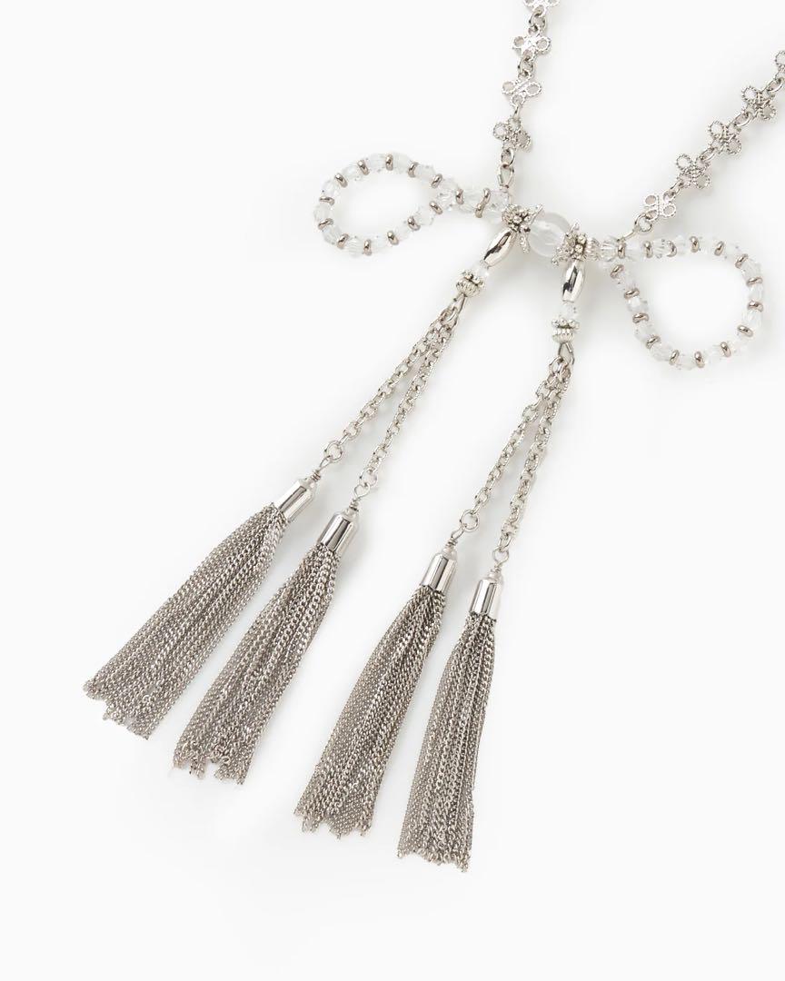 タナカダイスケcrystal ribbon chain necklace