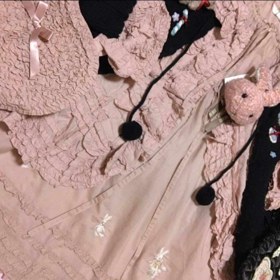 レア！ピンクハウス うさ耳うさぎ 刺繍 チュニック ドレス ブラウス ピンク