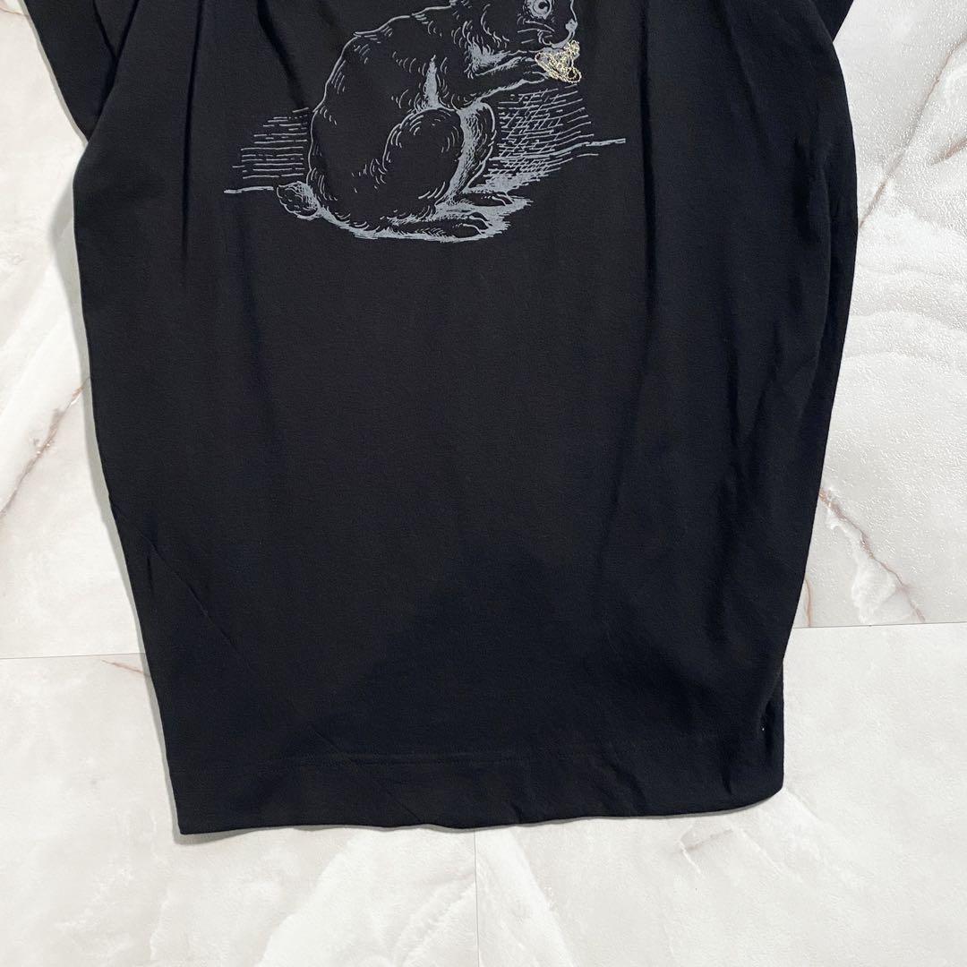 A17318ヴィヴィアンウエストウッド オーブ刺繍 ウサギ 変形カットソー 黒2 A17318ヴィヴィアンウエストウッド オーブ刺繍 ウサギ 変形