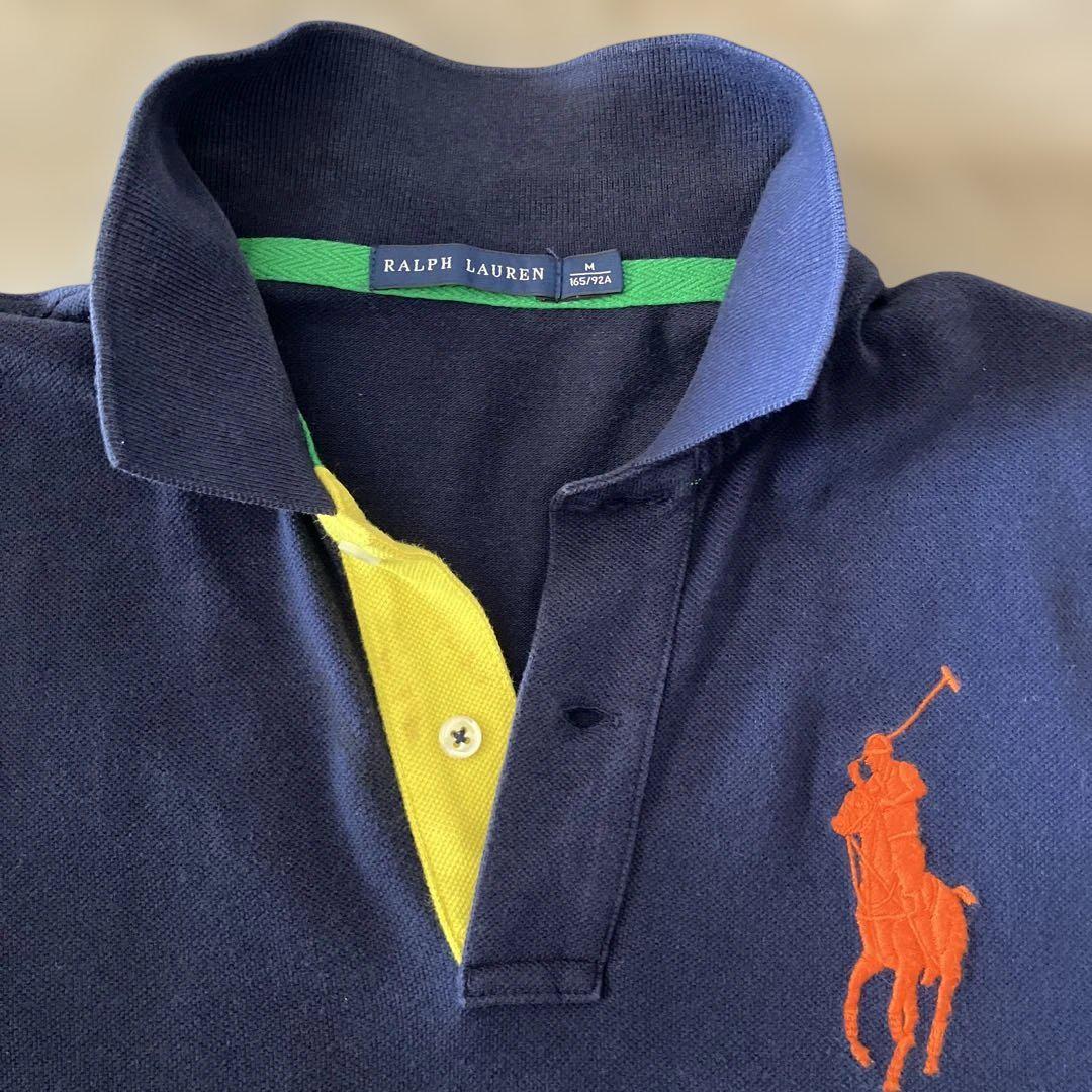 新品 Polo Ralph Lauren 刺繍ロゴ ポロシャツ M 紺 ラルフローレンRalph Lauren紺色 ポロシャツビックポニー