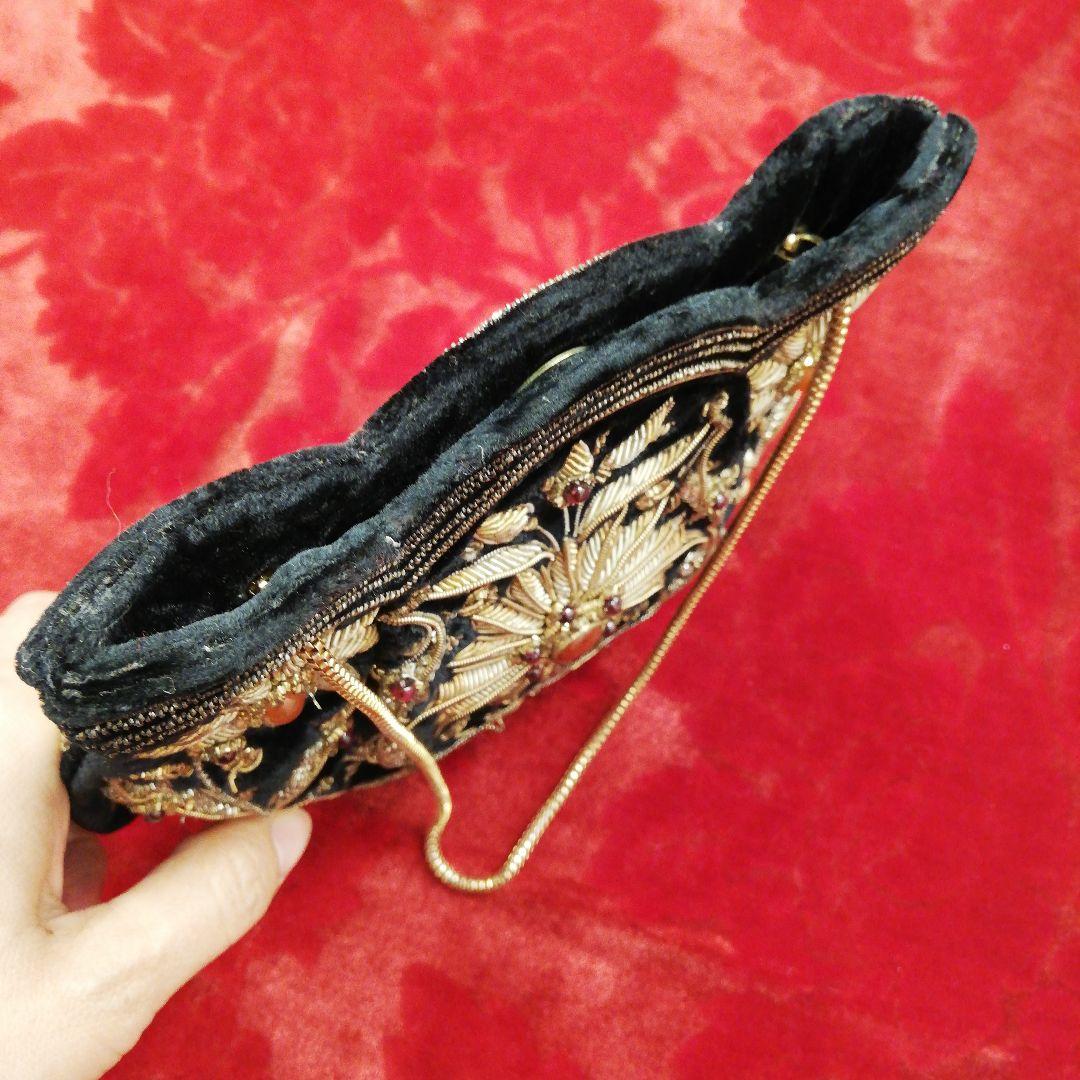 花柄ビジュー刺繍パーティーバッグ