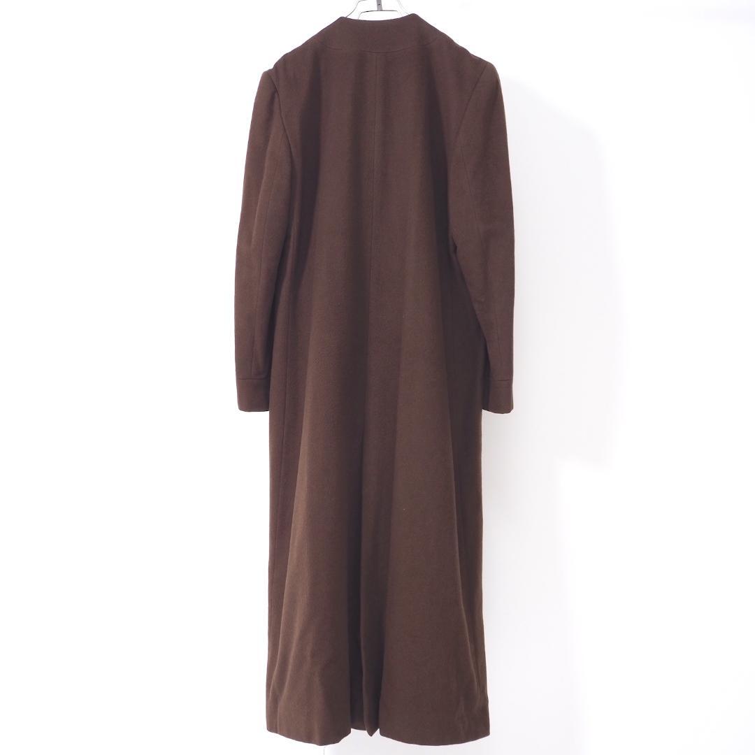 未使用タグ付き　ジョルジオアルマーニ　ノーカラー　比翼　麻混ロングコート　グレー t0343-1.jpg