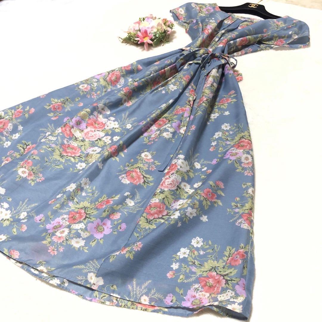 LAURA ASHLEY】ローラアシュレイ ワンピース 花柄 フレア A