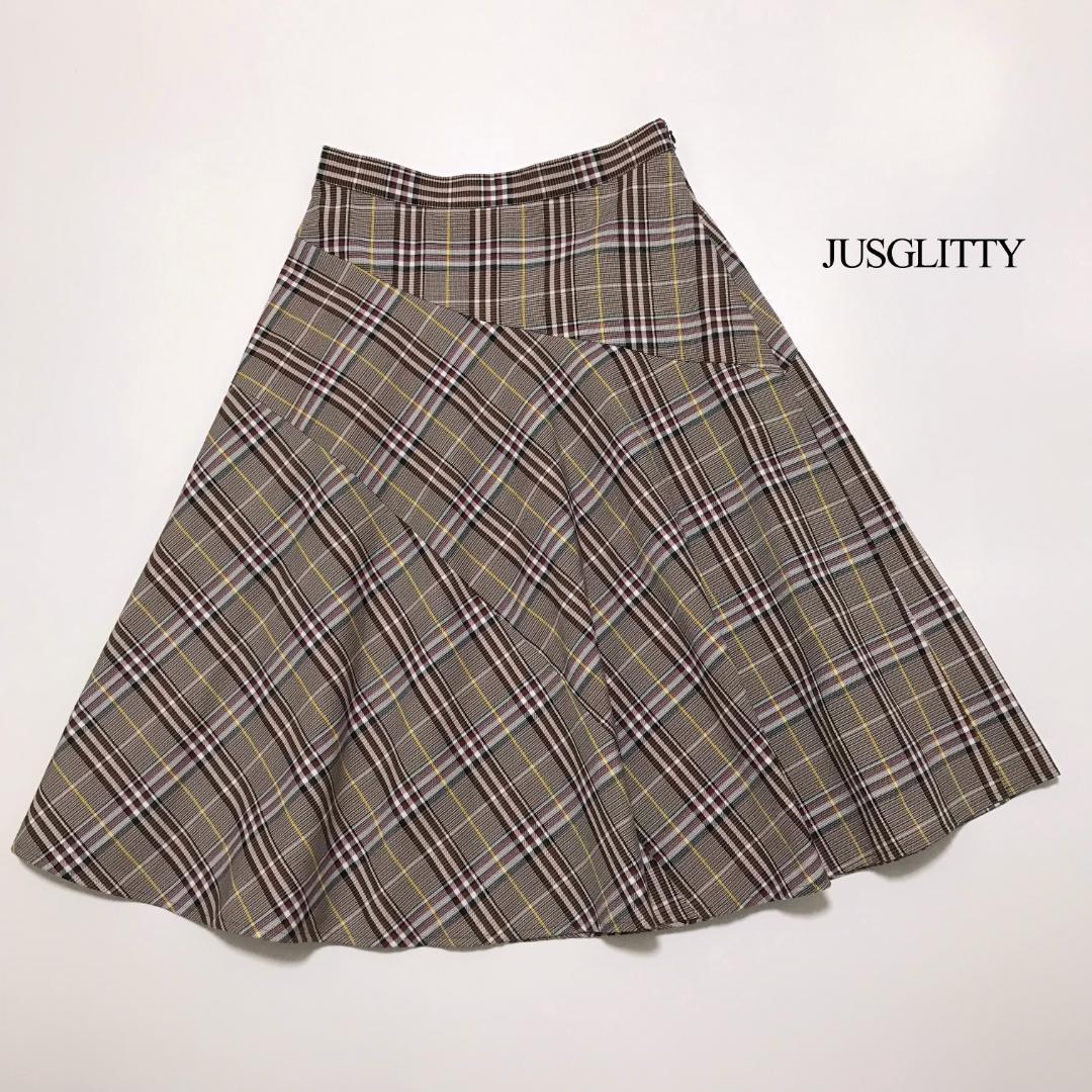 1188 JUSGLITTY ジャスグリッティー フレアスカート チェック柄