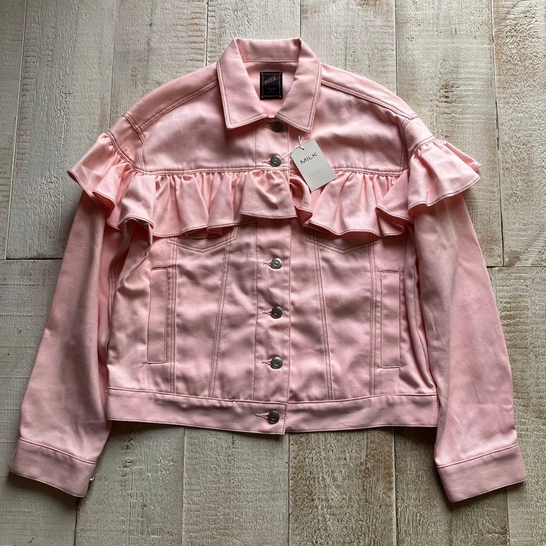タグ付き ミルク フリルジャケット ピンク