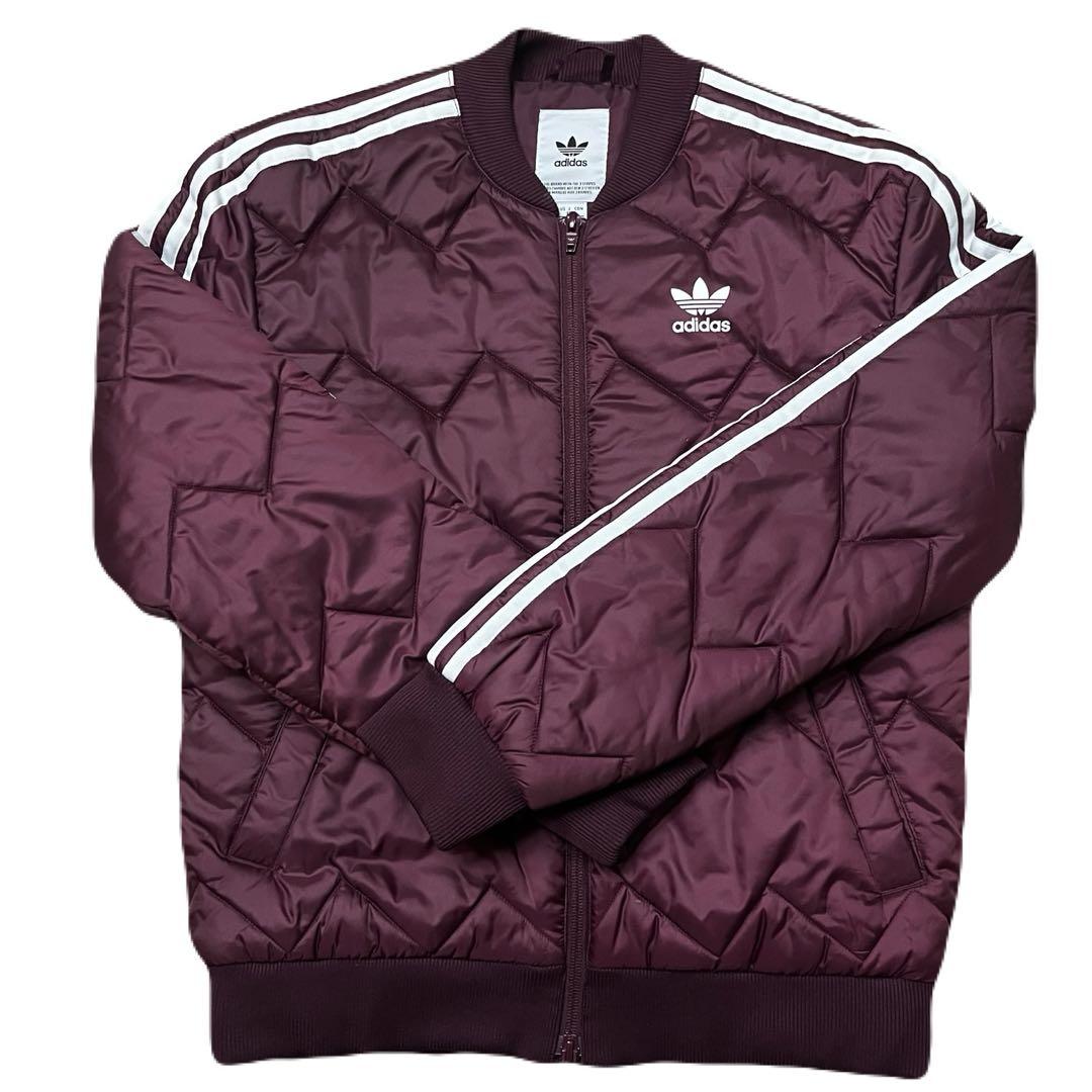 adidas キルティングジャケット XS バーガンディ