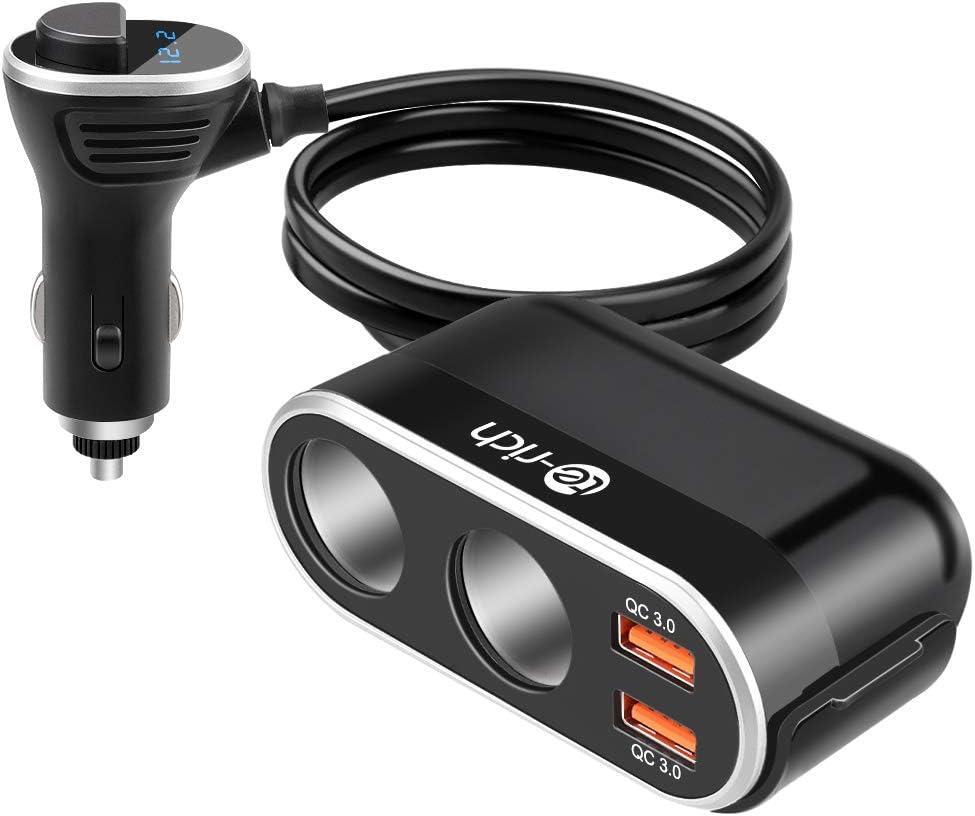 2連USB車載充電器 QC3.0急速充電 最大96W 12V/24V車対応