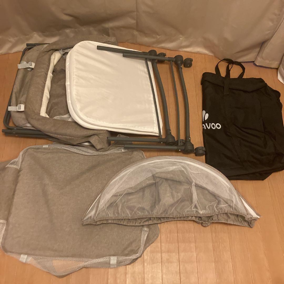 【美品】UBRAVOO ベビーベッド　グレー　ベージュ