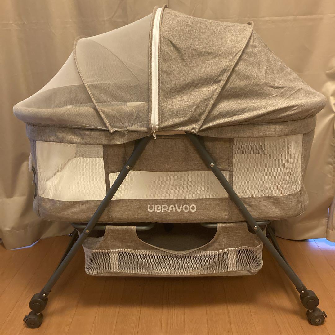 【美品】UBRAVOO ベビーベッド　グレー　ベージュ