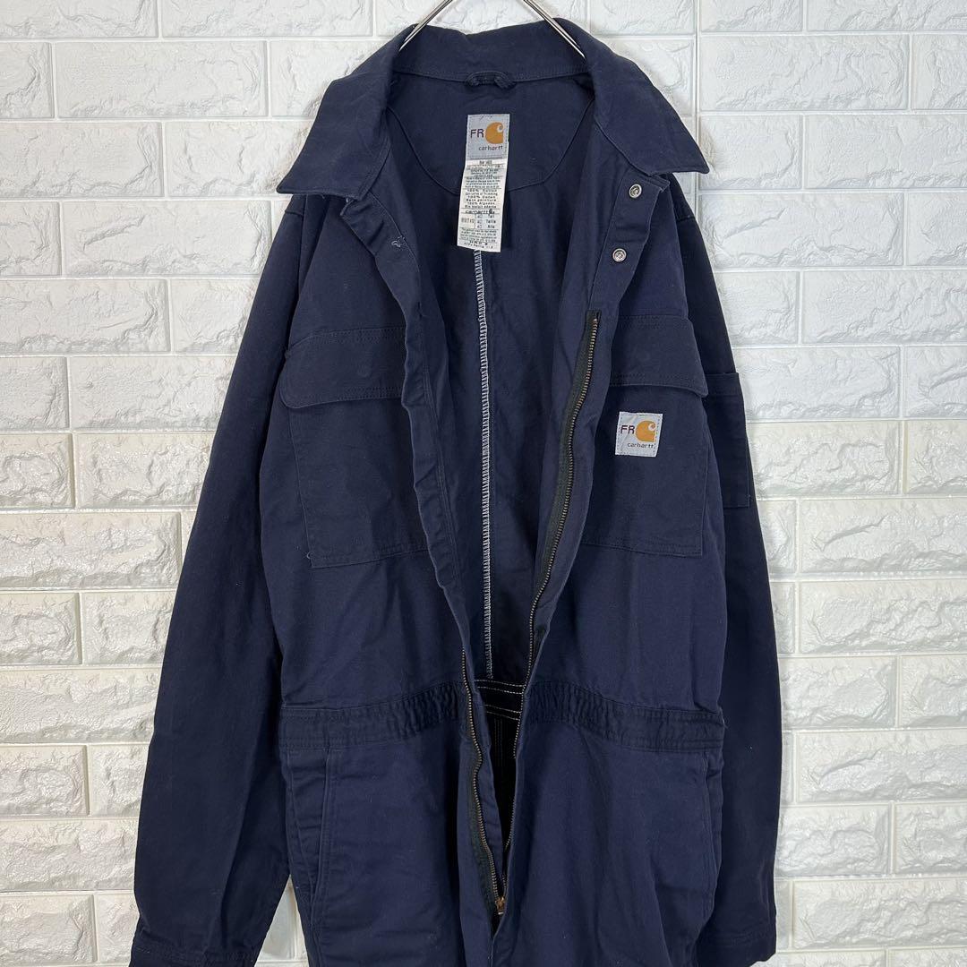 V581【Carhartt】刺繍ロゴ つなぎ【メンズ40】ネイビー