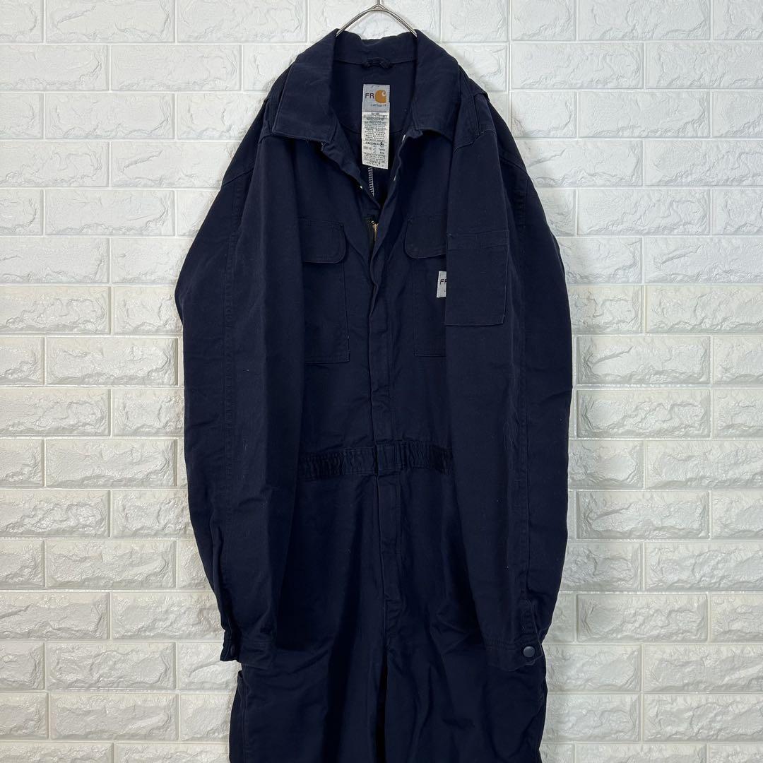 V581【Carhartt】刺繍ロゴ つなぎ【メンズ40】ネイビー