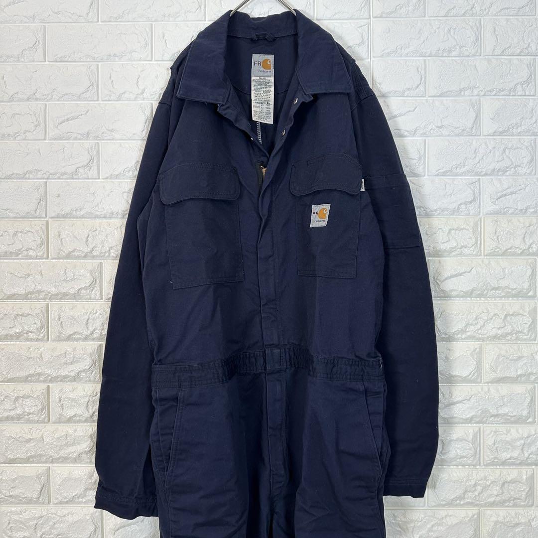 V581【Carhartt】刺繍ロゴ つなぎ【メンズ40】ネイビー