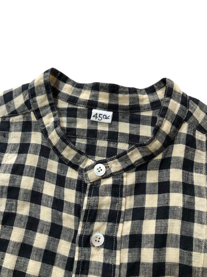 ✨美品✨45R✨インドガーゼリネンの 908ビッグーグーシャツ✨バンドカラー