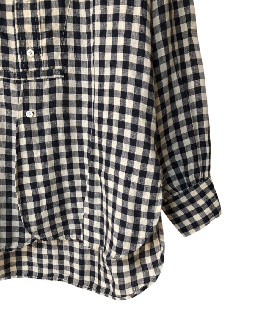 ✨美品✨45R✨インドガーゼリネンの 908ビッグーグーシャツ✨バンドカラー