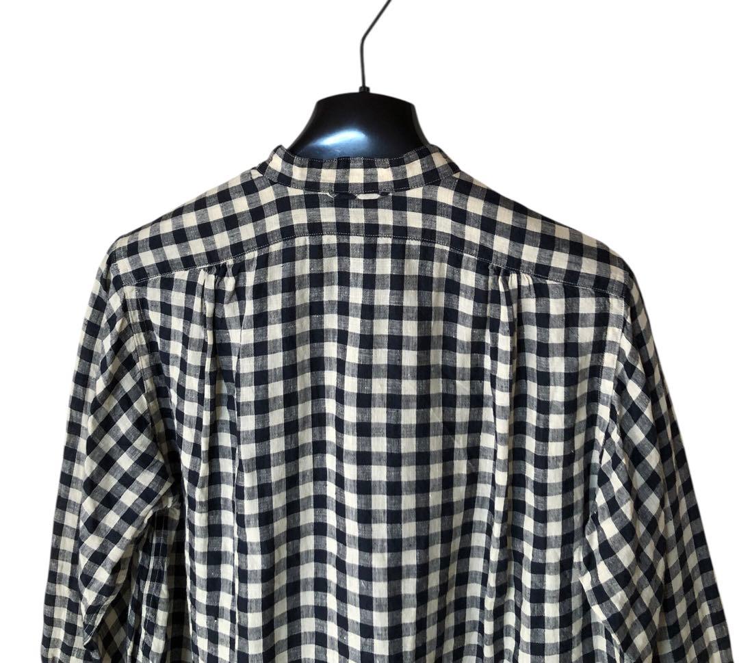 ✨美品✨45R✨インドガーゼリネンの 908ビッグーグーシャツ✨バンドカラー