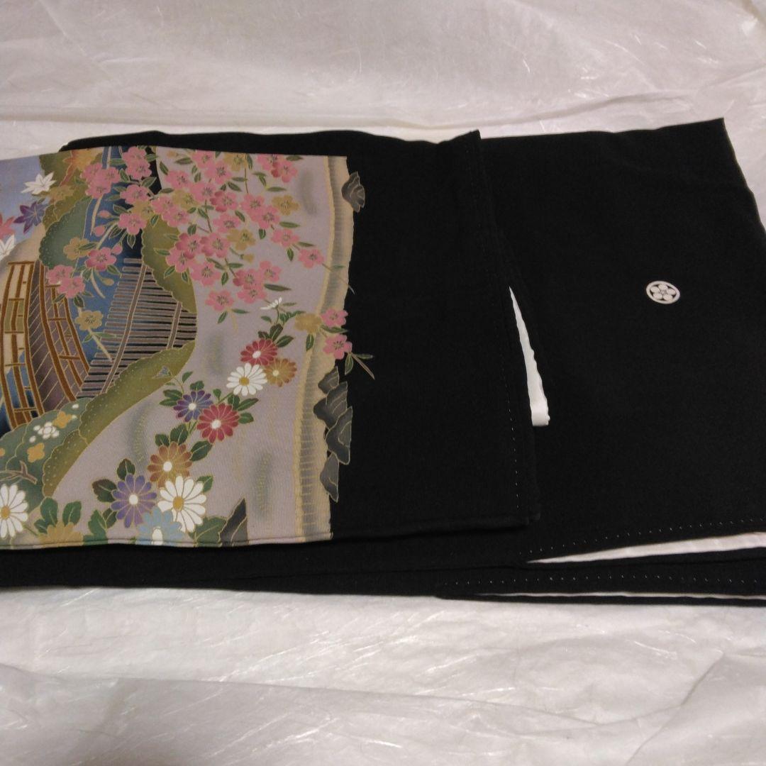 黒留袖 花柄 風景 絹