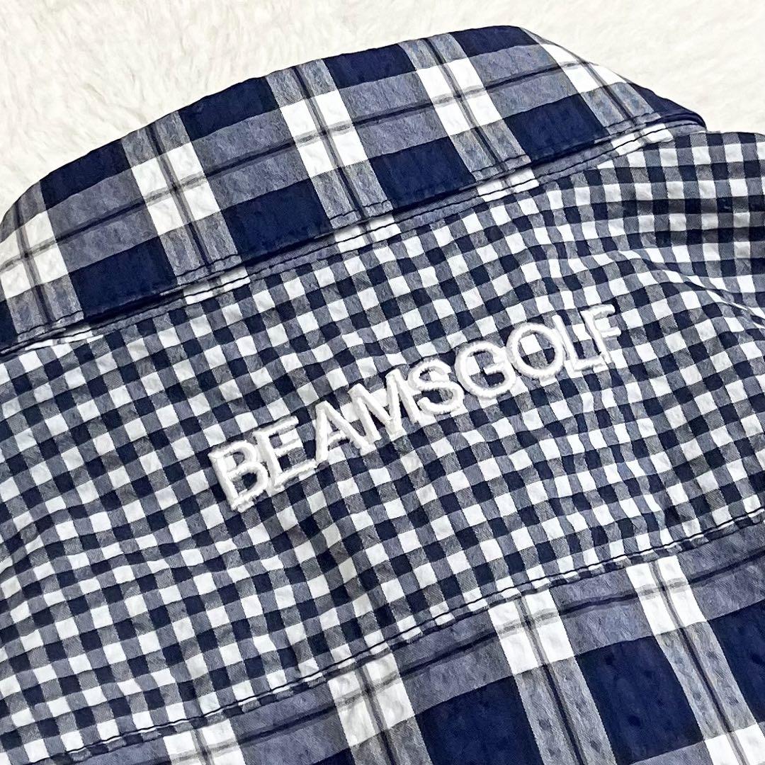 BEAMS GOLF ビームスゴルフ 半袖シアサッカーシャツ　L 切替 BD