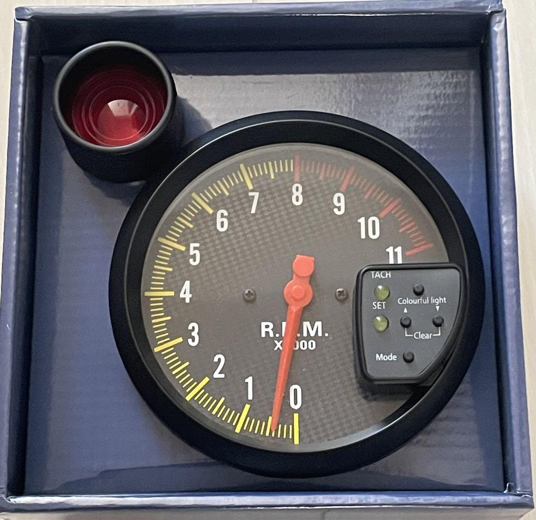 スポコン　タコメーター 11000RPM ワーニングライト　文字盤7色切り替え