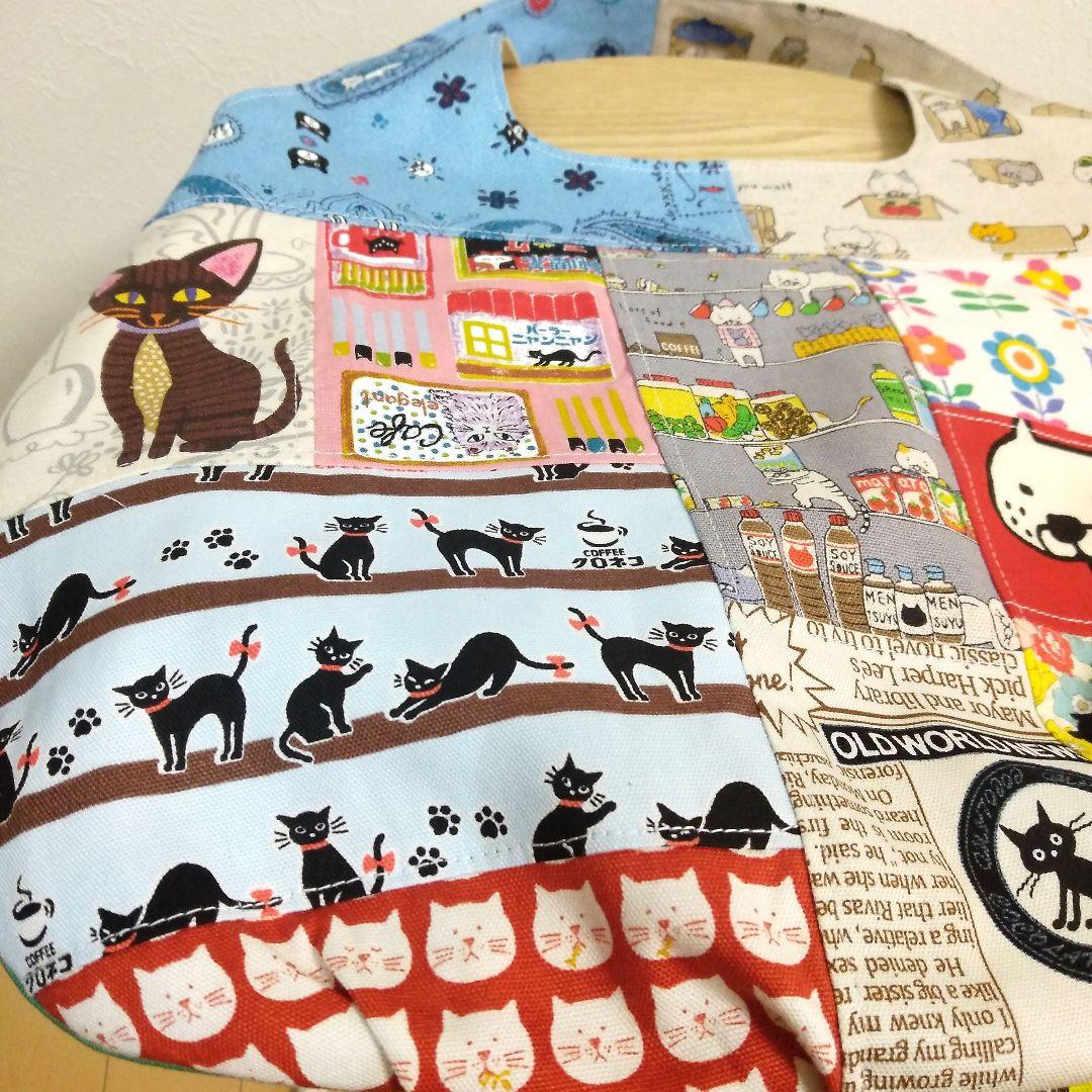 パッチワークバッグ　ハンドメイド　グラニーバッグ　猫