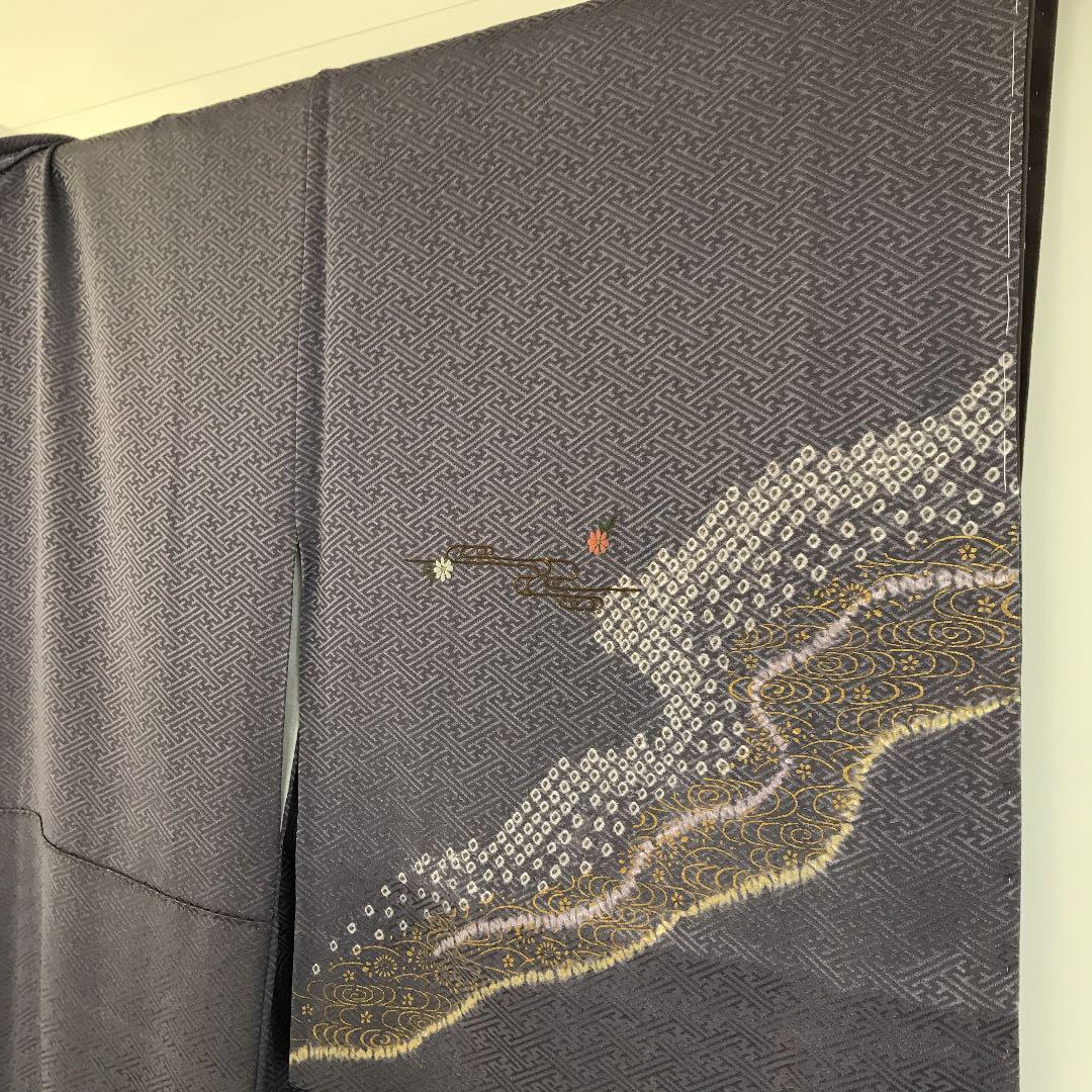 にハッキリ⇚ 和 金駒刺繍 鹿の子に扇子 花文様 しつけ付き ocFnM-m32833939838 7620z 着物 付下げ ✗でございま