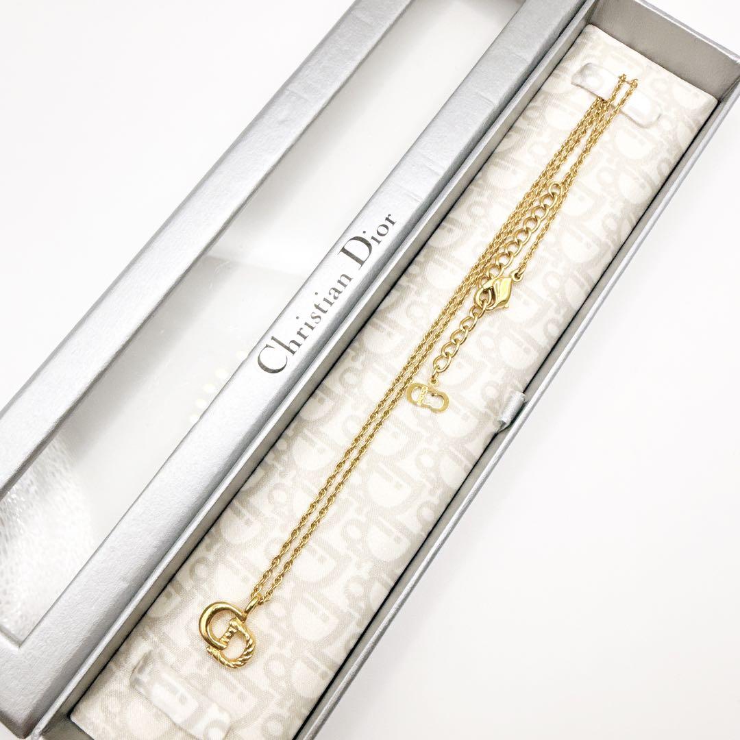 2587-2 保存箱付き極美品✨　Dior　ネックレス　CD ロゴ　希少　刻印