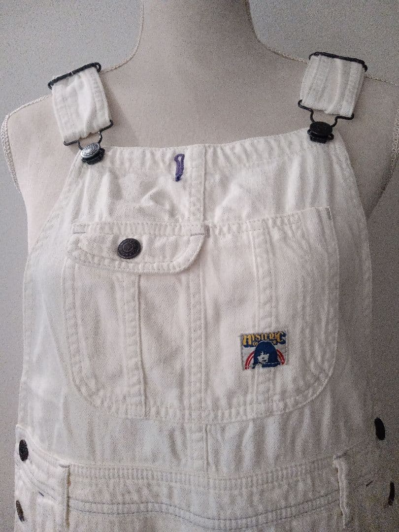 ヒステリックグラマー ホワイトオーバーオール クロスバックデザインM Hysteric Glamour