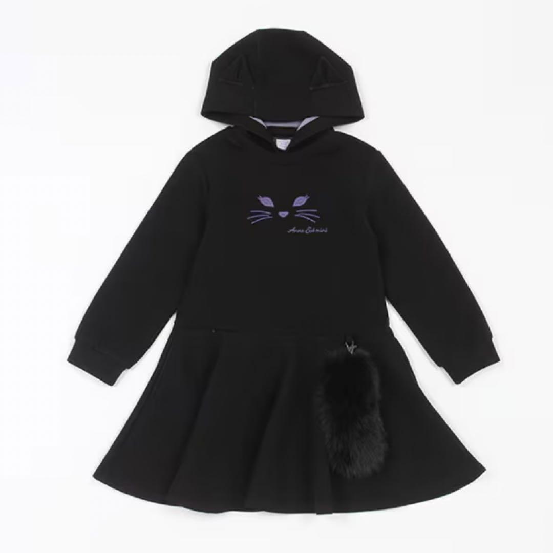 新品　アナスイミニ　ネコカットワンピース　しっぽ付き　140 クロ