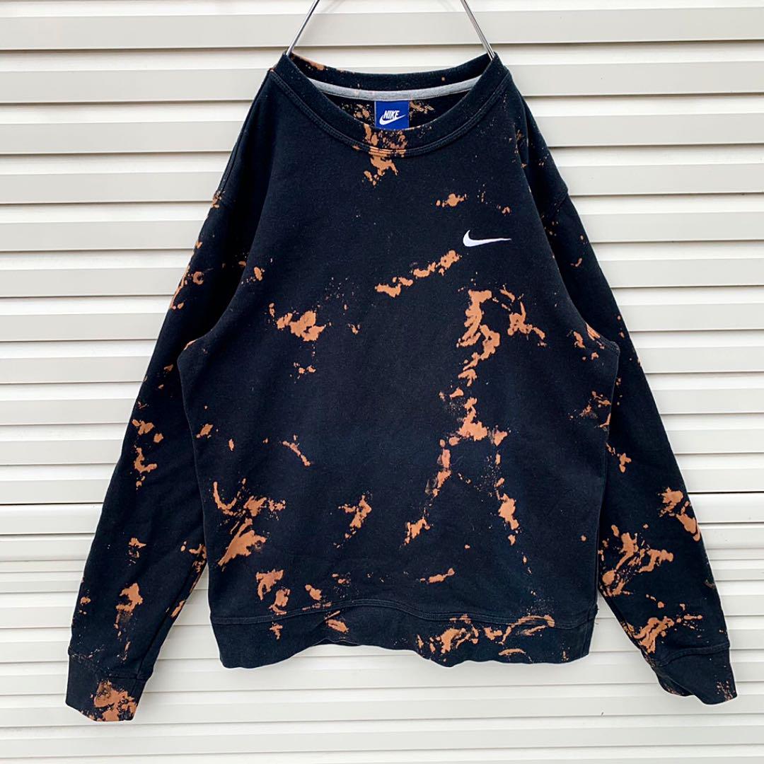 送料無料！ ナイキ 刺繍ロゴ ゆるだぼ 90s ブリーチ スウェット 
