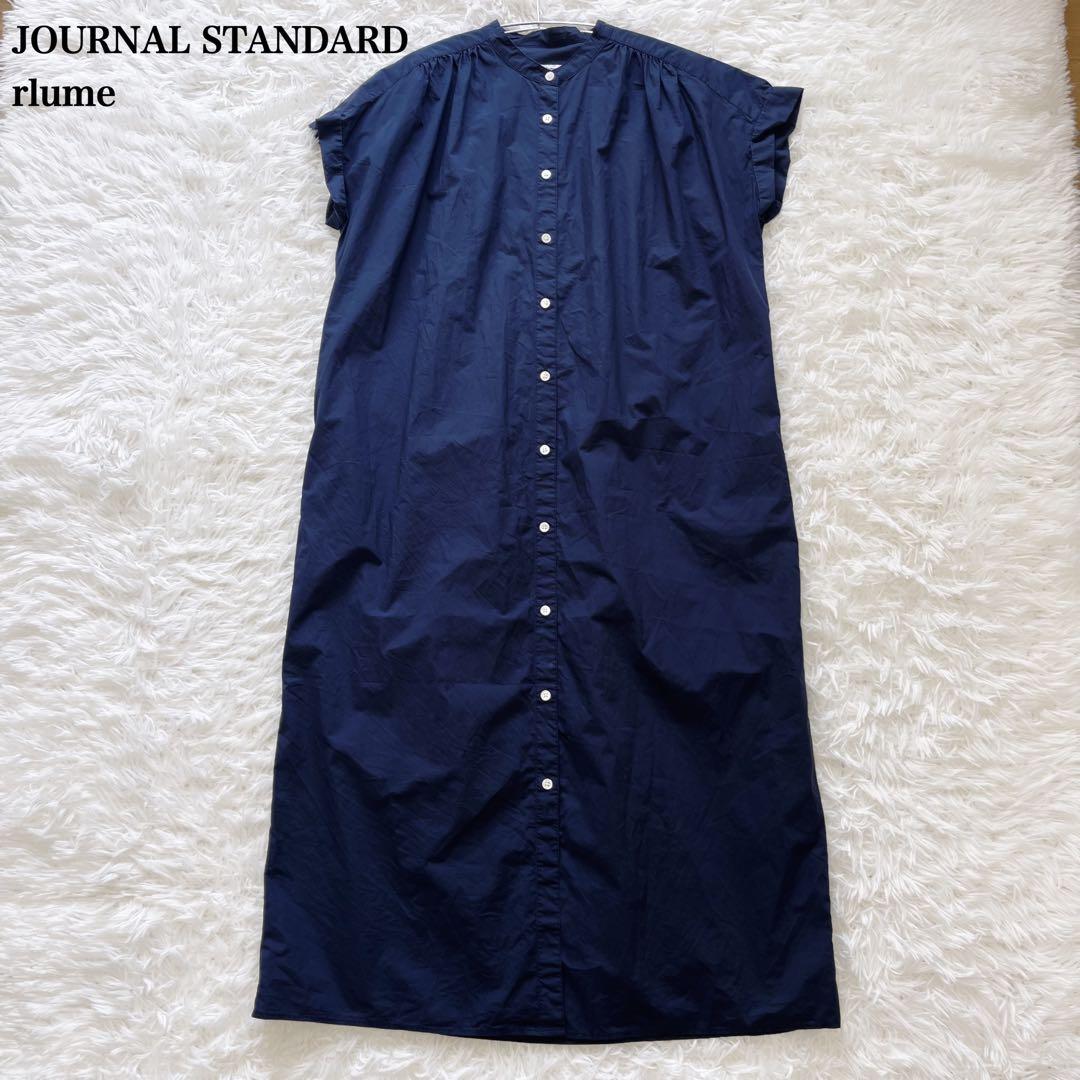 ジャーナルスタンダードレリューム フレンチスリーブギャザーワンピース ネイビー