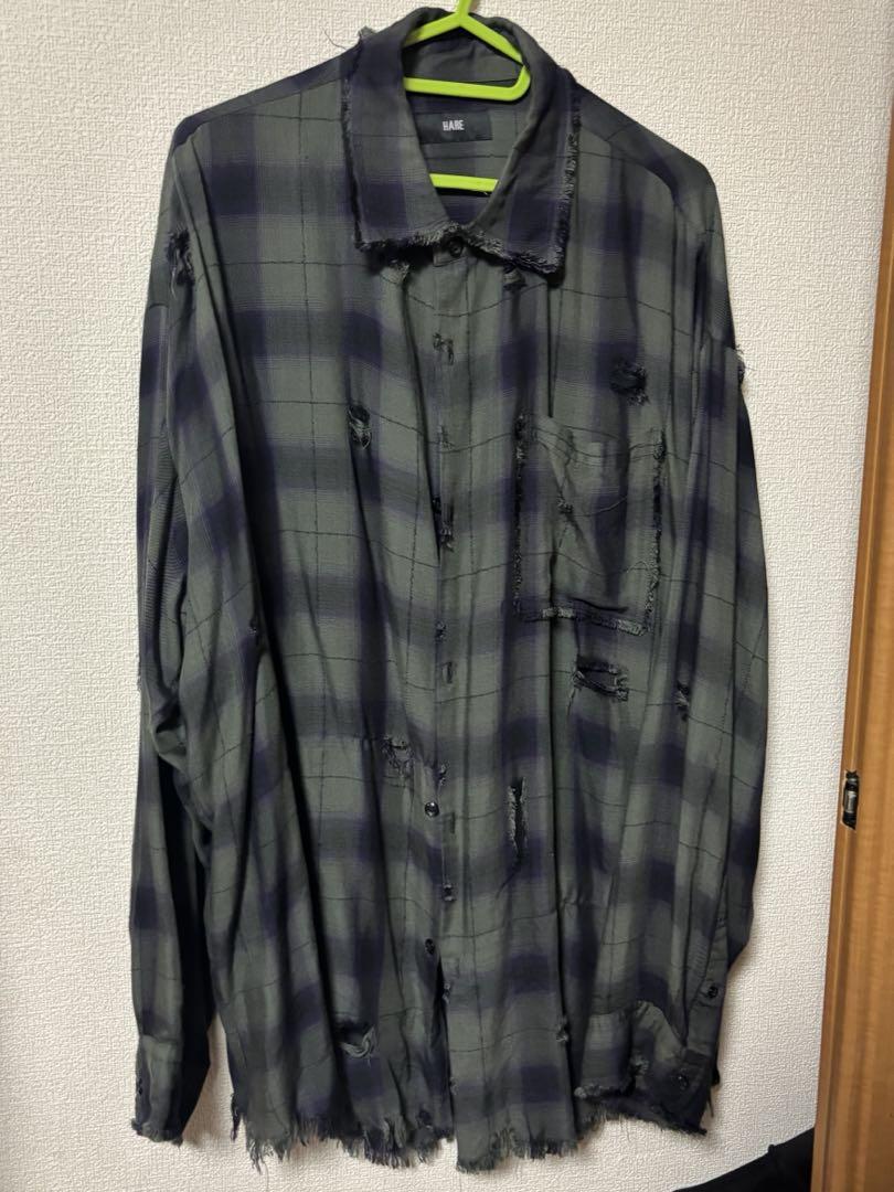 HARE BIGダメージチェックシャツ