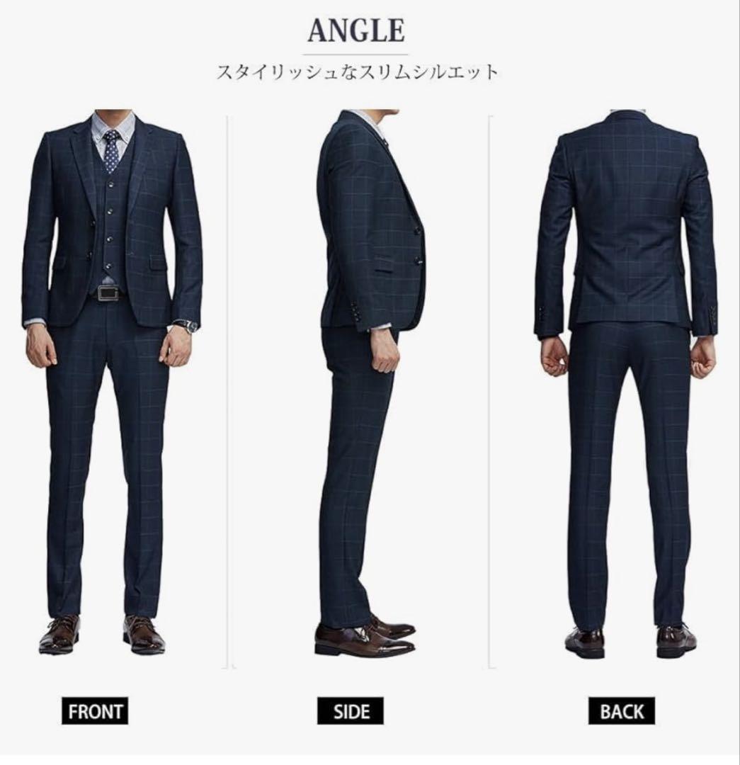 スーツ メンズ スリーピース チェック 6XL ビジネス スーツ　おしゃれ