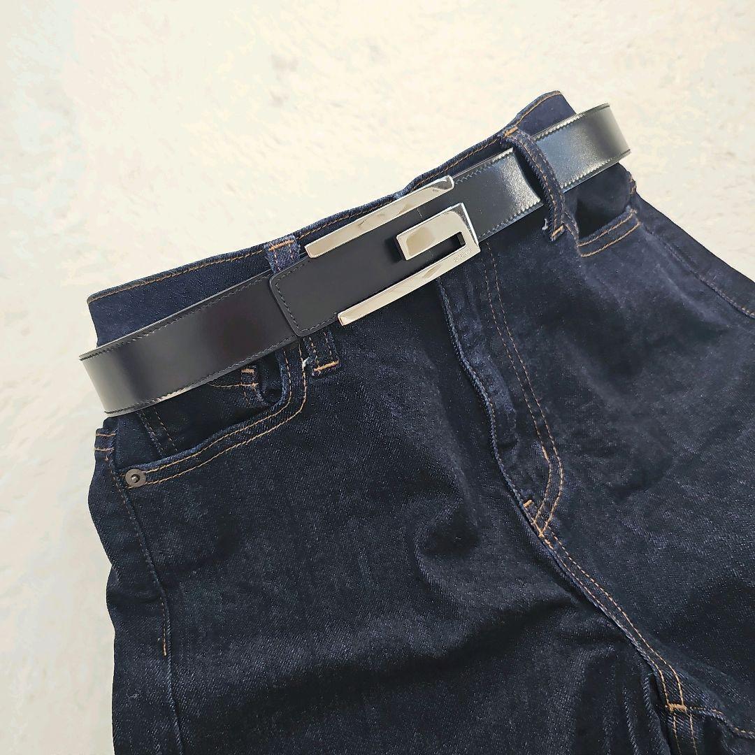 ✨ゆうゆう✨グッチ　GUCCI　メンズ　レザーベルト　Gロゴバックル　黒