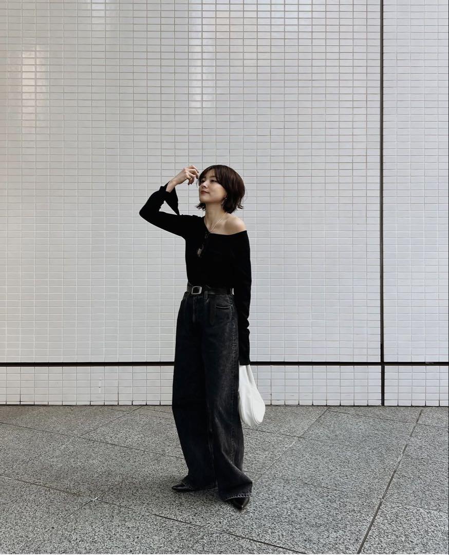 ★値下げ★ETRE TOKYO アシンメトリーネックニットプルオーバー ETRE TOKYO - アシンメトリーネックニットプルオーバー - BLACK